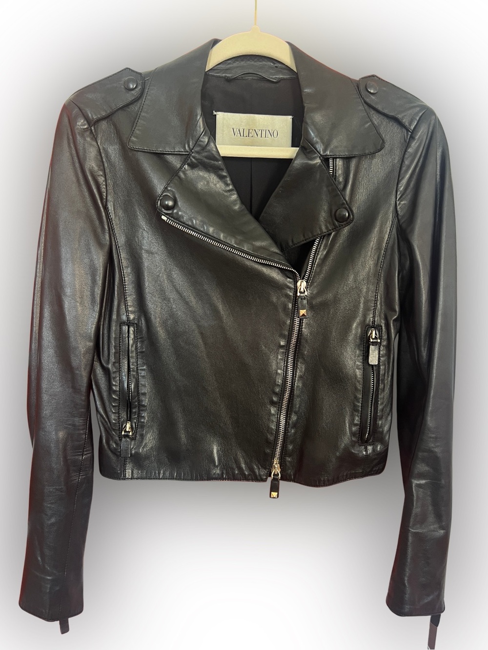 Valentino Black Leather Moto Jacket